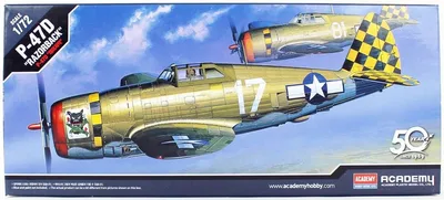 Academy 12492 1/72 P-47D Thunderbolt (Razor Back) Savaş Uçağı Demonte Plastik Maketi