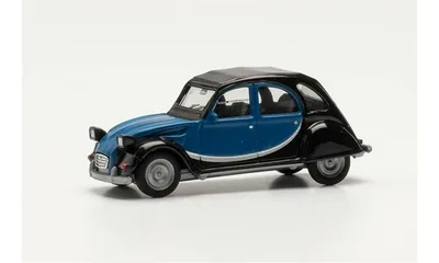 Herpa 020817-006 1/87 Ölçek Citroen 2 CV Charleston, Mavi/Siyah, Sergilemeye Hazır Model Araç