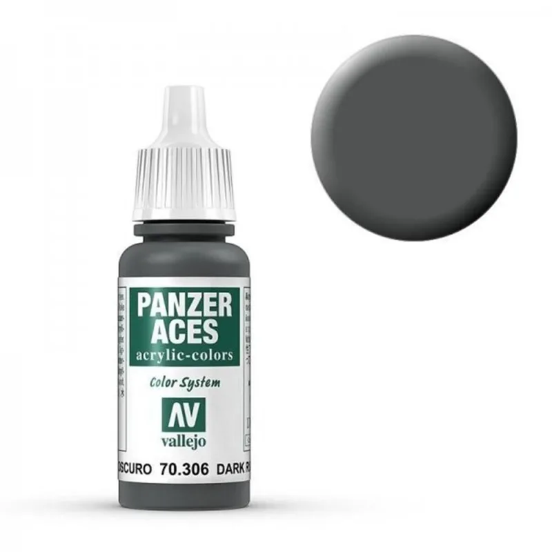 Vallejo 70306 17 ml. Dark Rubber, Panzer Aces Serisi Model Boyası