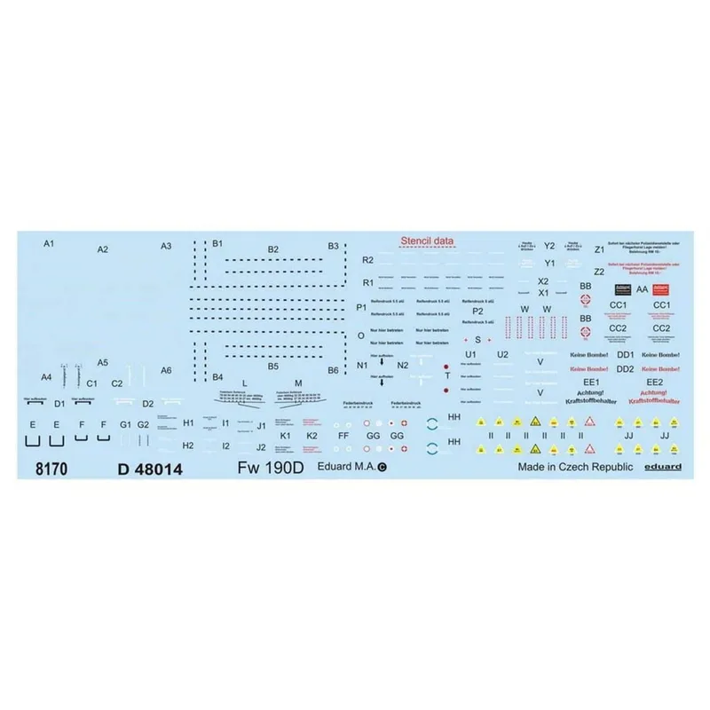 EDUARD D48014 1/48 Fw 190D stencils Maket Detay Se