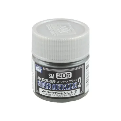 Gunze SM206 10 ml. Super Chrome Silver II, Mr.Color Metallic Colors Serisi Maket Boyası