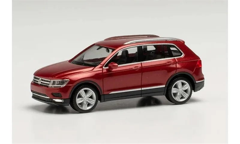 Herpa 038607-005 1/87 Ölçek VW Tiguan, Metalik Kırmızı, Sergilemeye Hazır Model Araç