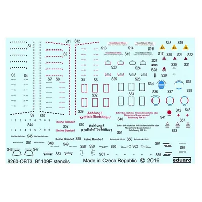 EDUARD D48026 1/48 Bf 109F stencils FOR EDUARD Mak