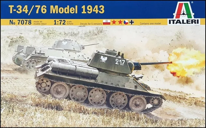 Italeri 7078S 1/72 T-34/76 Mod. 43 Tank Demonte Plastik Maketi