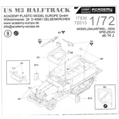 Academy 72013 1/72 Amerikan M3 Yarı Paletli Tankı Demonte Plastik Maketi