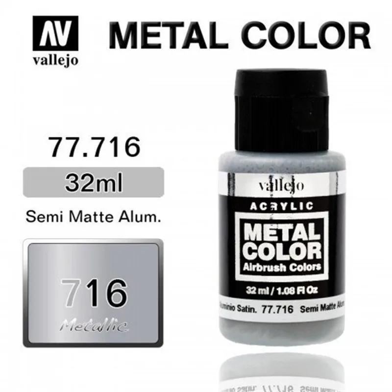 Vallejo 77716 32 ml. Semi Matte Aluminium, Metal Color Serisi Model Boyası