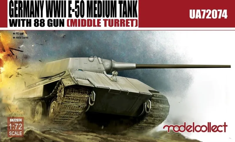 UA72074 1/72 Germany WWII E-50 Medium Tank with 88