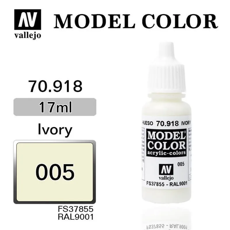 Vallejo 70918 17 ml. (5) Ivory-Matt, Model Color Serisi Model Boyası
