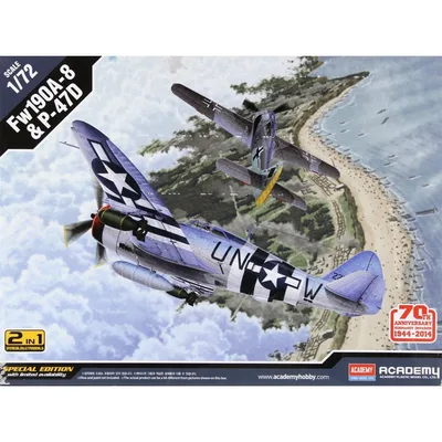 Academy 12513 1/72 P-47D & Fw190A-8 70. Yıl Savaş Uçağı Demonte Plastik Maketi