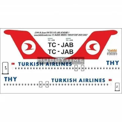 Babibi DAT01067 1/144 Thy, DC-9, TC-JAB, Dekal Çıkartma