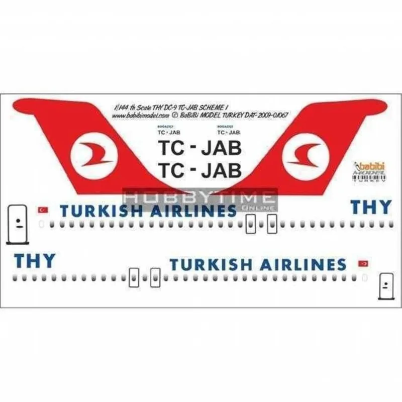 Babibi DAT01067 1/144 Thy, DC-9, TC-JAB, Dekal Çıkartma