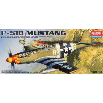 Academy 12464 1/72 P-51B Mustang Savaş Uçağı Demonte Plastik Maketi