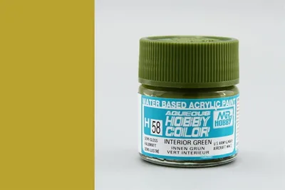 Gunze H058 10 ml. Interior Green, Aqueous Serisi Maket Boyası