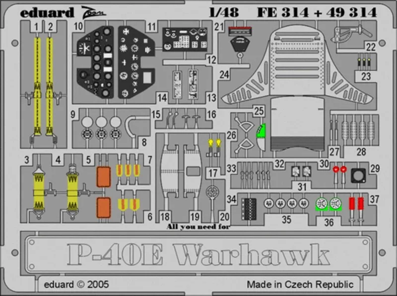 EDUARD 49314 1/48 P-40E FOR HASEGAWA Maket Detay S