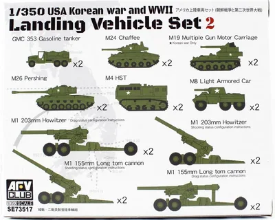 AFV Club SE73517 1/350 USA Korea WAR & WW2 Çıkartma Gemisi Araç Seti Demonte Plastik Maketi
