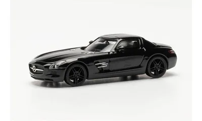 Herpa 420501-002 1/87 Ölçek MB SLS AMG, Siyah, Sergilemeye Hazır Model Araç