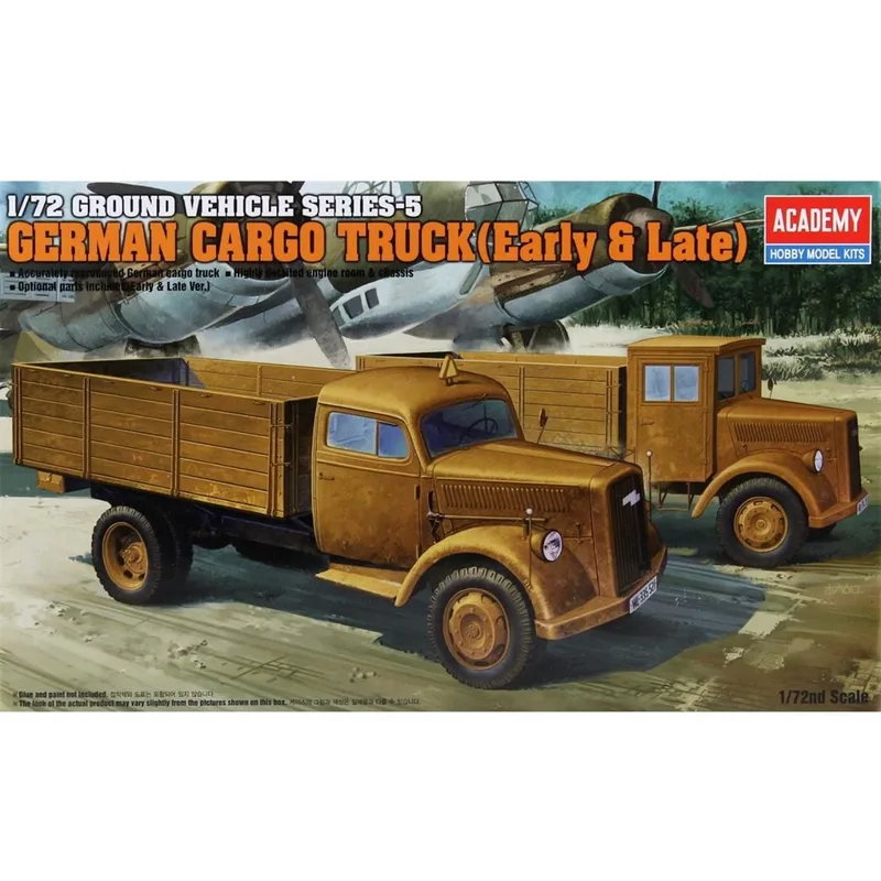 Academy 13404 1/72 Alman WWII Kargo Kamyonları (Erken ve Geç Dönem) Demonte Plastik Maket Seti