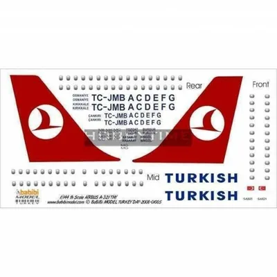 Babibi DAT01005 1/144 Thy, Airbus A321, Dekal Çıkartma