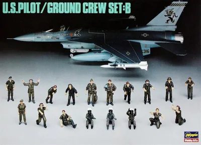 Hasegawa X48-5 36005 1/48 Ölçek ABD Pilotu / Zemin Ekibi Figür-B Plastik Model Kiti