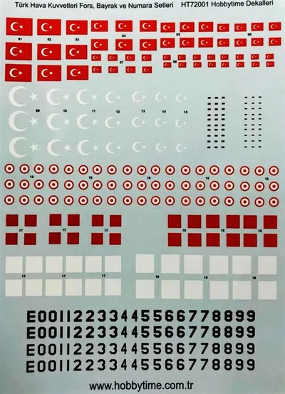 72001 1/72 TÜRK HAVA KUVVETLERİ DECAL SETİ
