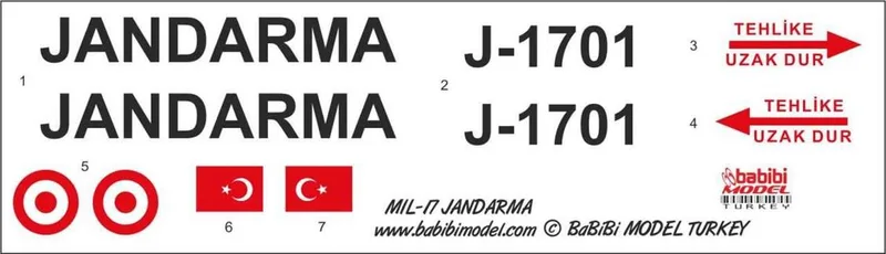Babibi DBT01227 1/48 MİL-17, Jandarma, Dekal Çıkartma