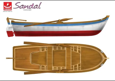Türk Model 1/12 122 Sandal, Demonte Ahşap Maketi