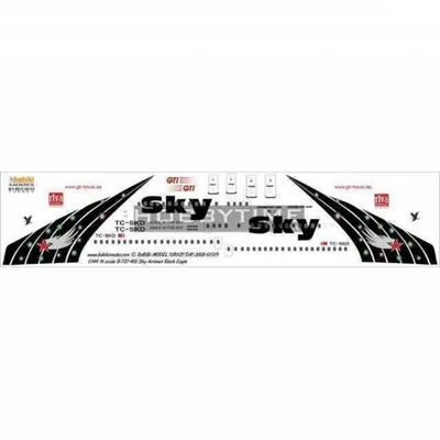 Babibi DAT01019 1/144 Sky Airlines, Boeing 737-400, Black Eagle, Dekal Çıkartma