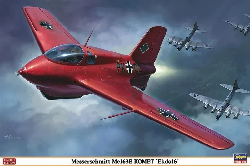 Hasegawa 08213 1/32 Ölçek Messerschmitt ME163B Komet Ekdo 16 Savaş Uçağı Plastik Model Kiti