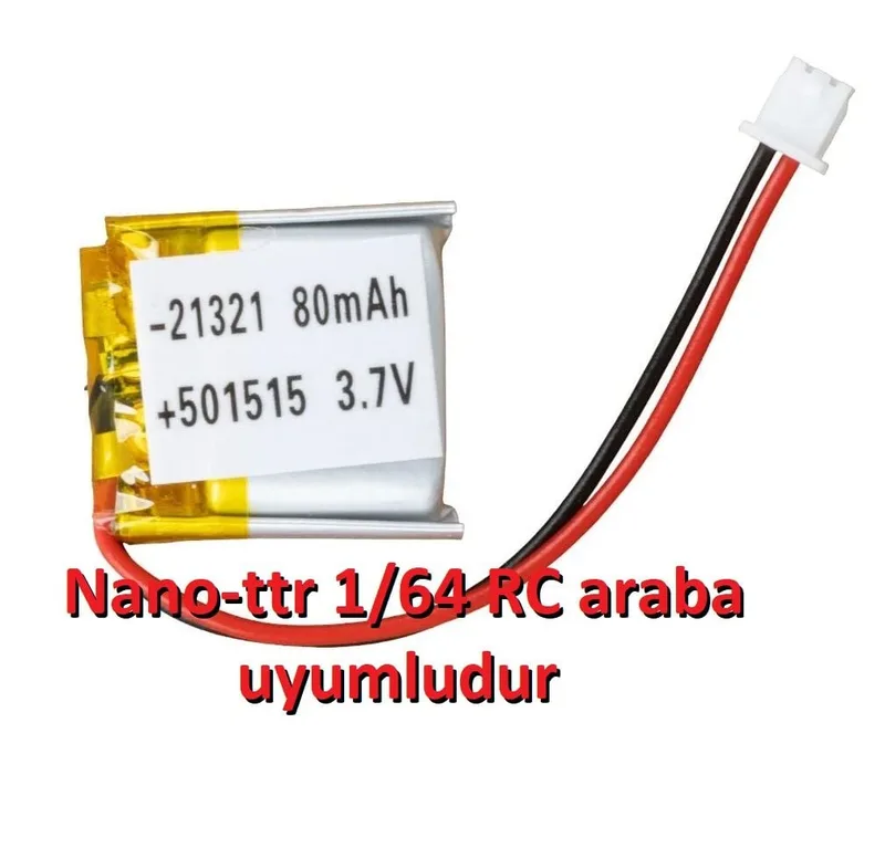 3.7V 80mAh Lipo Batarya (Nano-ttr uyumlu)