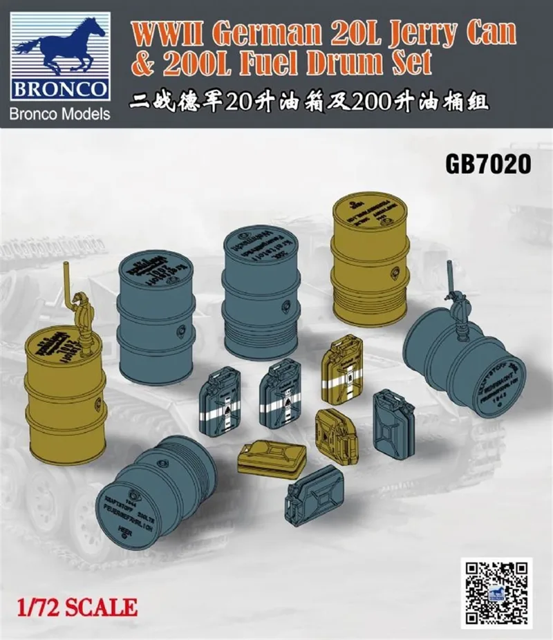 GB7020 1/72 WWII German 20L Jerry Can and 200L Fue