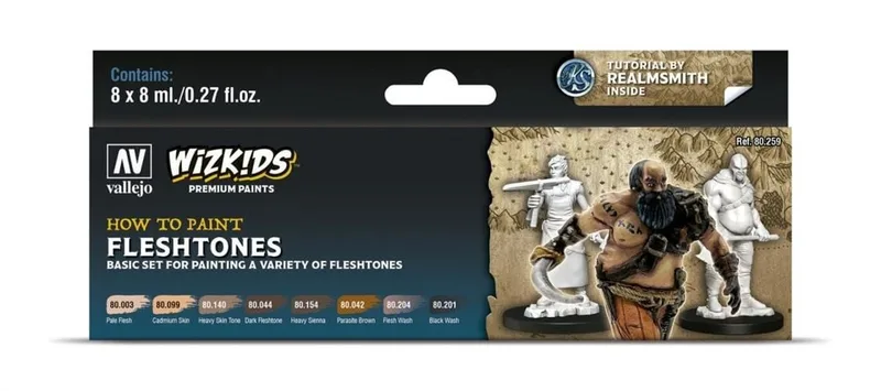 Vallejo 80259 8x8 ml. Fleshtones, Yüz Boyama, Wizkits Serisi Model Boyası Seti