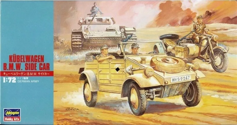 Hasegawa MT12 31112 1/72 Ölçek Kübelwagen Askeri Araç & BMW Sepetli Motosiklet Plastik Model Kiti