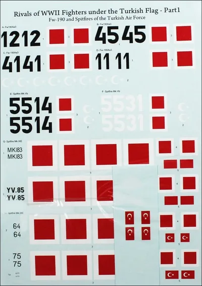 48002 1/48 DECAL-FW 190 AND SPITFIRES OF THE TURKI