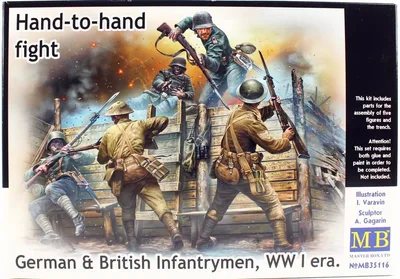 MasterBox 35116 1/35 Ölçek, WW I Serisi, Alman ve İngiliz Piyadeleri, Plastik Figür Kiti