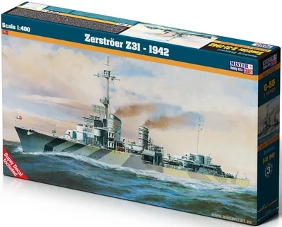 Mistercraft G055 1/400 Zerströer Z31 1942 Zırhlı Gemi Demonte Plastik Maketi